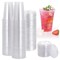 16 oz Clear Plastic Cups with Flat Lids and Straws Disposable